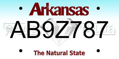 AB9Z787 Arkansas License Plate