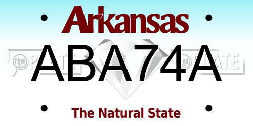 ABA74A Arkansas License Plate