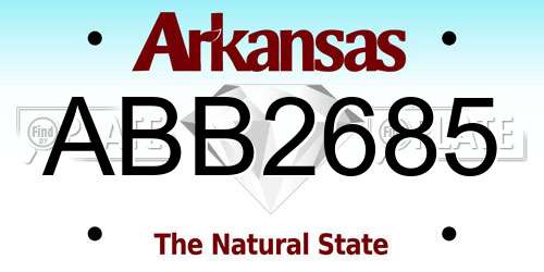 ABB2685 Arkansas License Plate