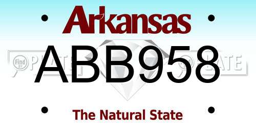 ABB958 Arkansas License Plate