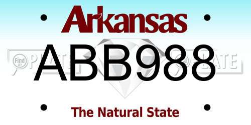 ABB988 Arkansas License Plate