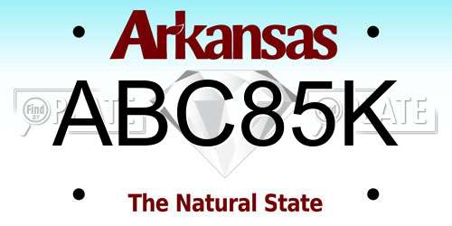 ABC85K Arkansas License Plate