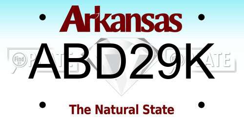 ABD29K Arkansas License Plate