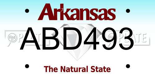 ABD493 Arkansas License Plate