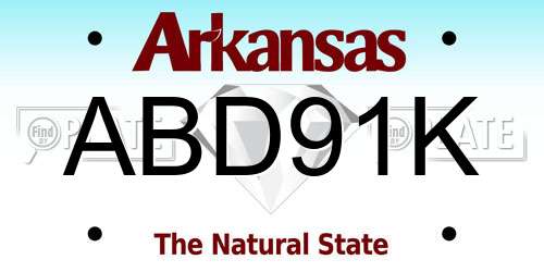 ABD91K Arkansas License Plate
