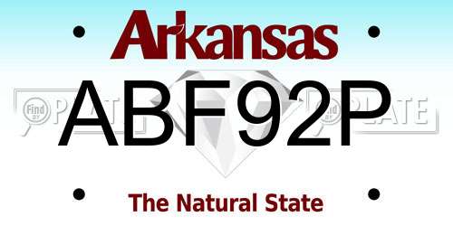 ABF92P Arkansas License Plate