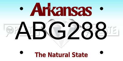 ABG288 Arkansas License Plate