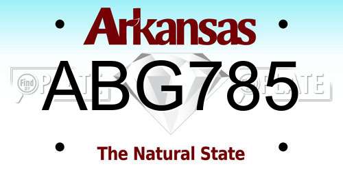ABG785 Arkansas License Plate
