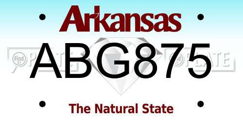 ABG875 Arkansas License Plate