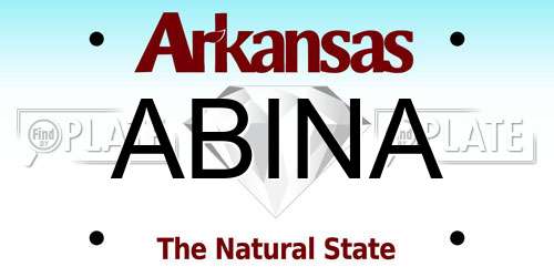 ABINA Arkansas License Plate