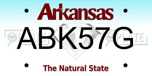 ABK57G Arkansas License Plate