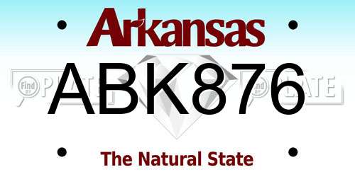 ABK876 Arkansas License Plate