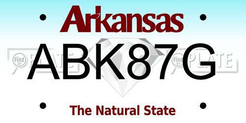 ABK87G Arkansas License Plate