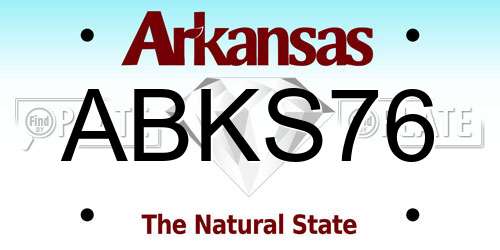 ABKS76 Arkansas License Plate