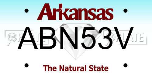 ABN53V Arkansas License Plate