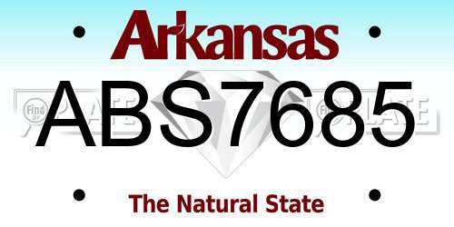ABS7685 Arkansas License Plate