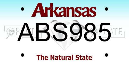 ABS985 Arkansas License Plate