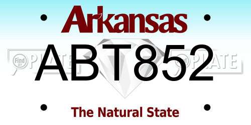 ABT852 Arkansas License Plate