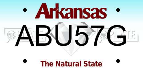 ABU57G Arkansas License Plate