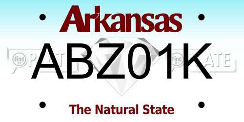 ABZ01K Arkansas License Plate