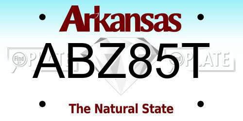 ABZ85T Arkansas License Plate