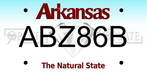 ABZ86B Arkansas License Plate