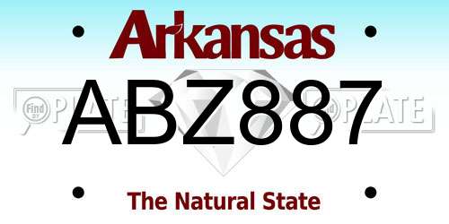ABZ887 Arkansas License Plate