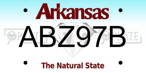 ABZ97B Arkansas License Plate