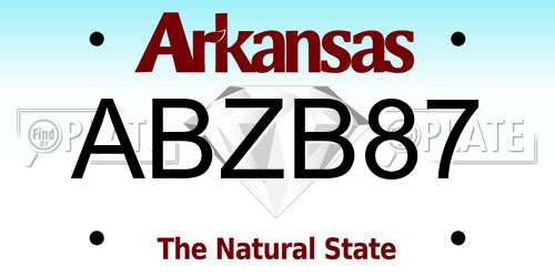 ABZB87 Arkansas License Plate
