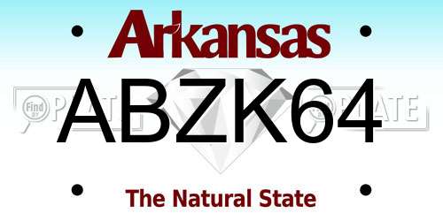ABZK64 Arkansas License Plate
