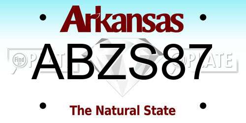 ABZS87 Arkansas License Plate