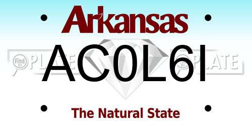 AC0L6I Arkansas License Plate