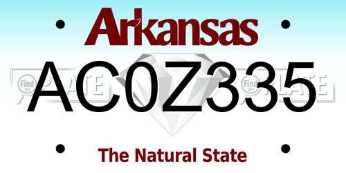 AC0Z335 Arkansas License Plate