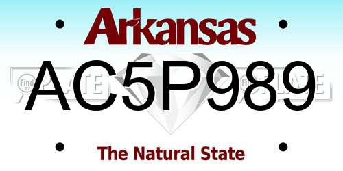 AC5P989 Arkansas License Plate