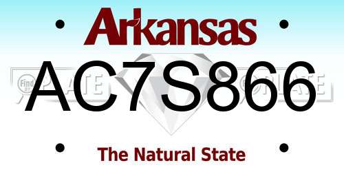AC7S866 Arkansas License Plate