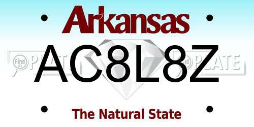 AC8L8Z Arkansas License Plate