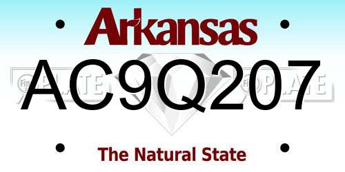 AC9Q207 Arkansas License Plate