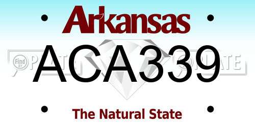ACA339 Arkansas License Plate