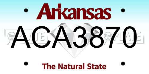 ACA3870 Arkansas License Plate