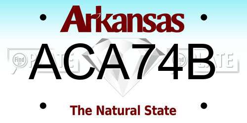 ACA74B Arkansas License Plate