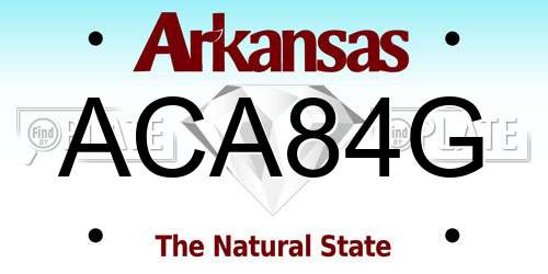 ACA84G Arkansas License Plate