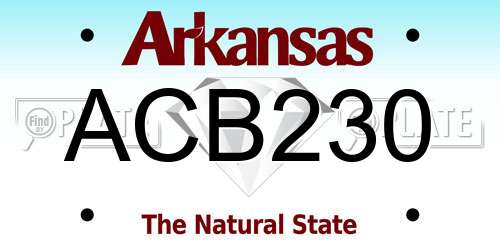 ACB230 Arkansas License Plate