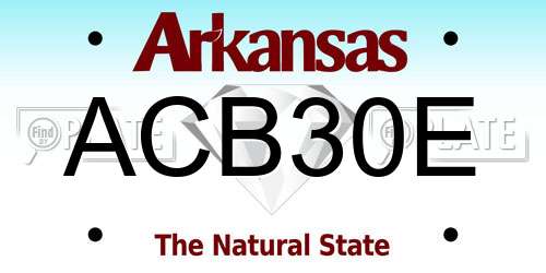 ACB30E Arkansas License Plate