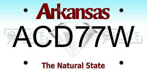 ACD77W Arkansas License Plate