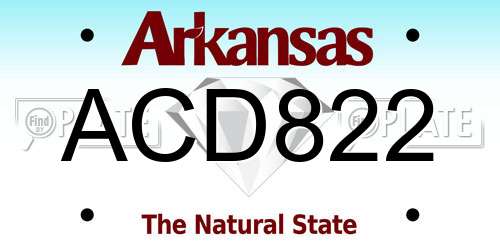 ACD822 Arkansas License Plate