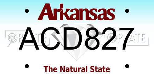 ACD827 Arkansas License Plate