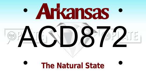 ACD872 Arkansas License Plate