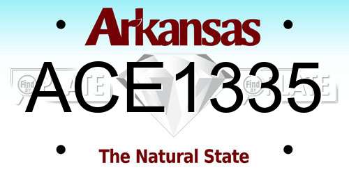 ACE1335 Arkansas License Plate