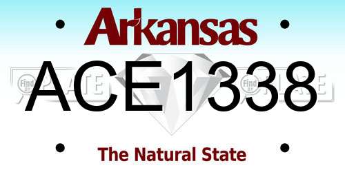 ACE1338 Arkansas License Plate