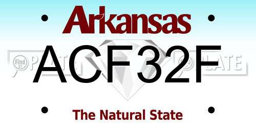 ACF32F Arkansas License Plate